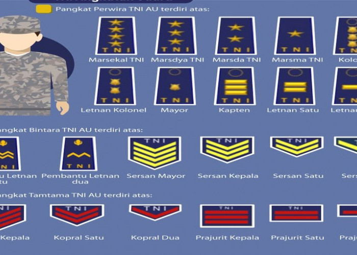 Pangkat Pasukan Penjaga Langit Indonesia : Jenderal hingga Tamtama di TNI Angkatan Udara.