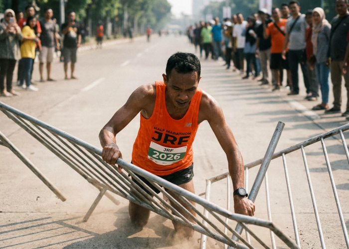 Peserta Half Marathon JRF 2026 Terobos Barikade, dr. Tirta Ingatkan Aturan Lomba