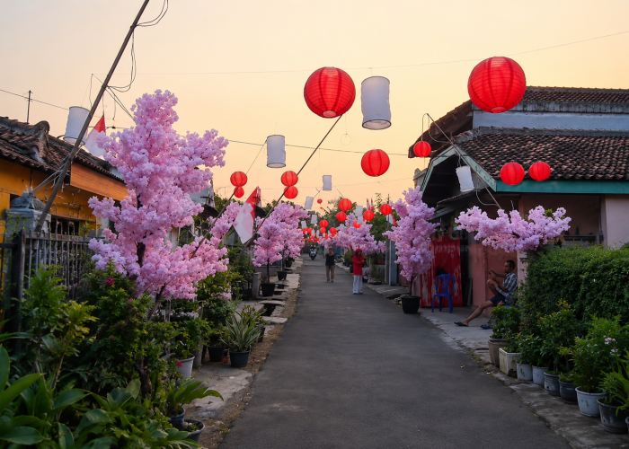 Ada Kampung Sakura di Bandar Lampung, Warga Sulap Gang Jelang 17 Agustus