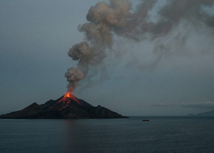 Anak Krakatau Erupsi Tiga Kali, Puluhan Gempa Vulkanik Terekam