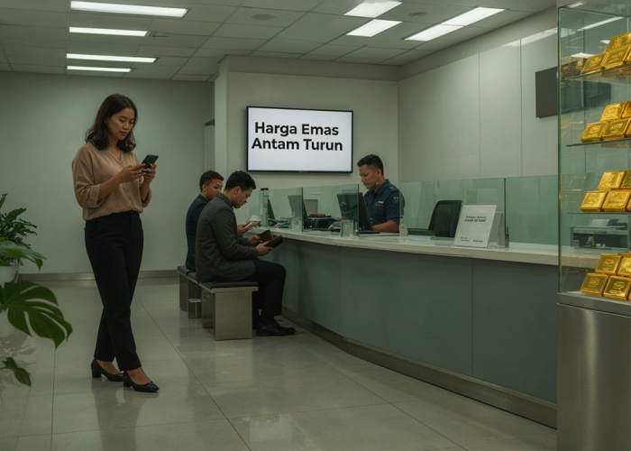 Harga Emas Antam Turun Rp10.000, Kini Rp2,627 Juta per Gram