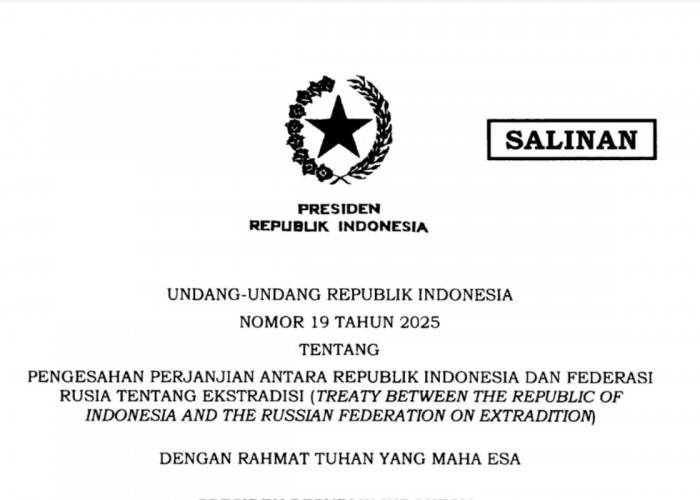 Prabowo Resmi Sahkan UU Ekstradisi RI–Rusia, Kerja Sama Hukum Diperkuat