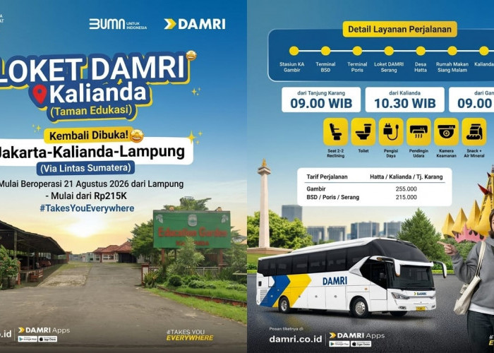 DAMRI Buka Lagi Rute Jakarta-Kalianda-Lampung, Tiket Mulai Rp215 Ribu