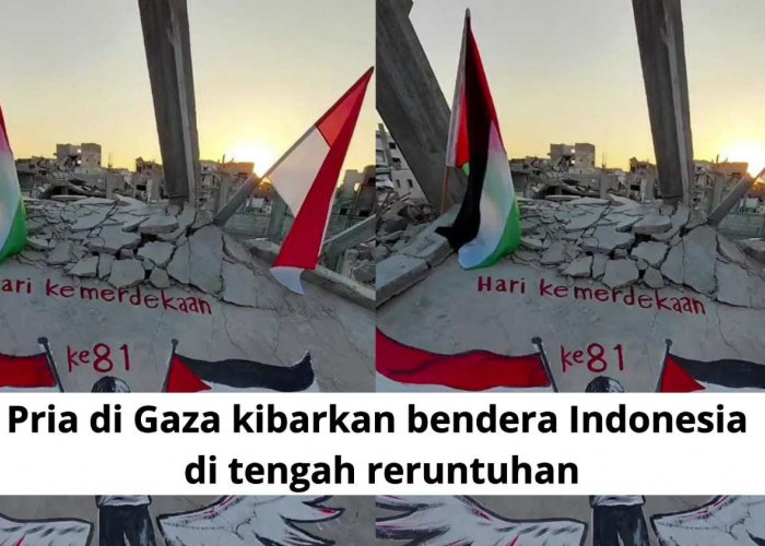 Warga Gaza Rayakan HUT ke-81 RI, Kibarkan Bendera Merah Putih di Tengah Reruntuhan