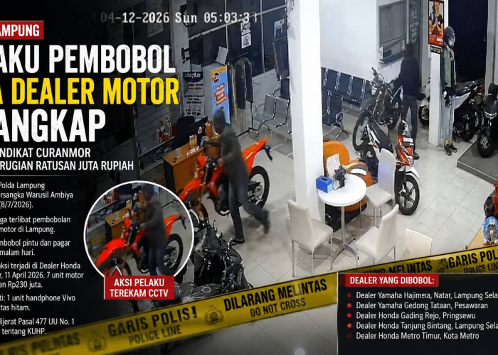 Polda Lampung Ringkus Pelaku Pembobolan Dealer Motor yang Diduga Terhubung Sindikat Curanmor
