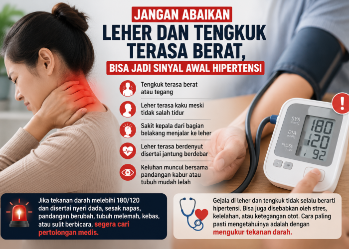 Jangan Abaikan Leher dan Tengkuk Terasa Berat, Bisa Jadi Sinyal Awal Hipertensi !