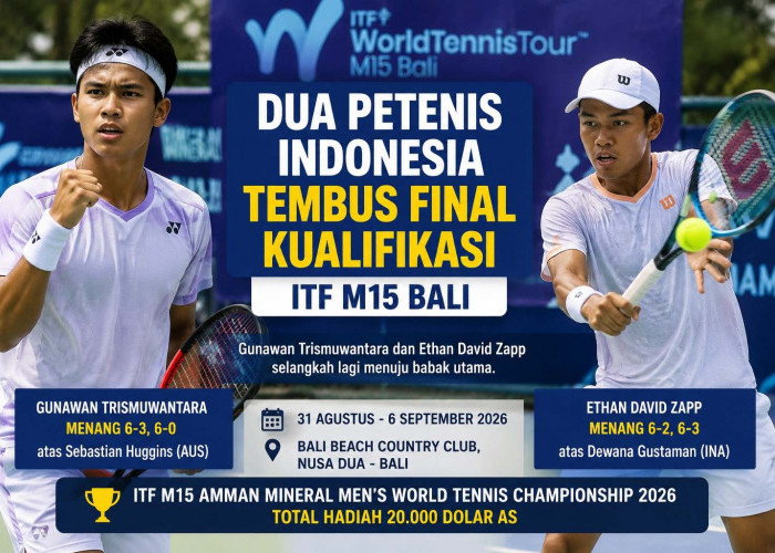 Dua Petenis Indonesia Tembus Final Kualifikasi ITF M15 Bali, Selangkah Menuju Babak Utama