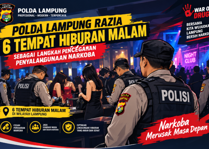 Cegah Penyalahgunaan Narkoba, Polda Lampung Razia Enam Tempat Hiburan Malam