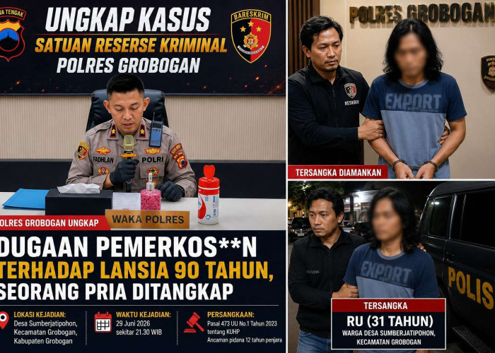 Pria di Grobogan Diduga Rudal Paksa Lansia 90 Tahun, Polisi: Pelaku Terancam 12 Tahun Penjara