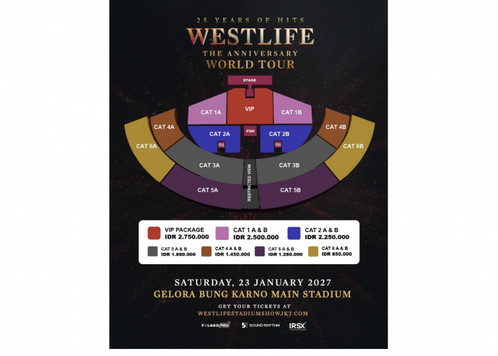 Westlife Gelar Konser Anniversary di GBK, Tiket Konser Dijual Mulai Rp850 Ribu 