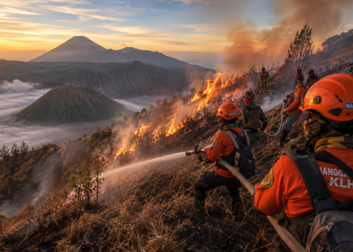 Empat Hari Dilalap Api, Edelweis dan Cemara Gunung Bromo Terancam