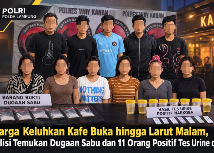 Warga Keluhkan Kafe Buka hingga Larut Malam, Polisi Temukan Dugaan Sabu dan 11 Orang Positif Tes Urine di Way 