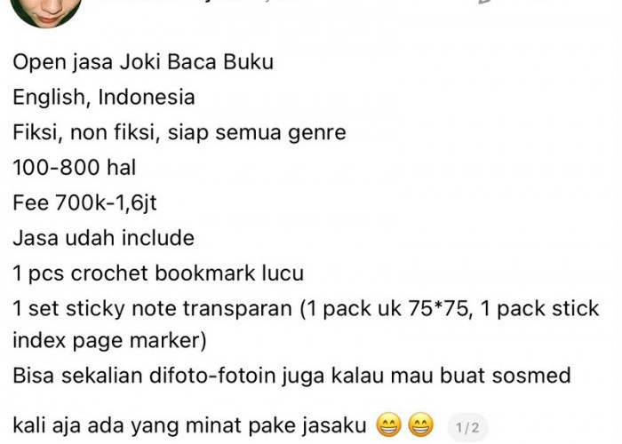 Bukan Cuma Joki Tugas, Kini Ada Joki Baca Buku yang Dibayar hingga Rp1,6 Juta