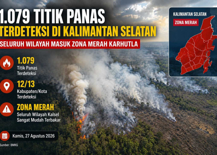 1.079 Titik Panas Terdeteksi di Kalimantan Selatan, Seluruh Wilayah Masuk Zona Merah Karhutla