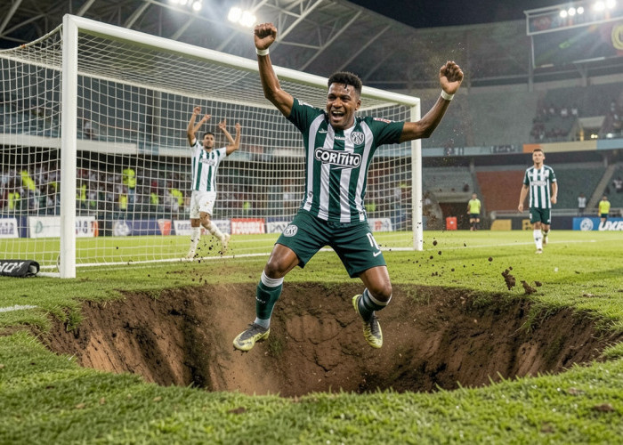 Selebrasi Berujung Celaka, Pemain Coritiba Terperosok ke Lorong dan Gol Dianulir VAR