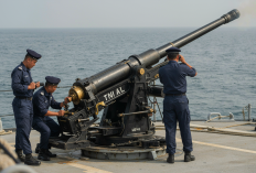 TNI AL Uji Tembak Meriam KRI Raja Haji Fisabilillah-391 di Perairan Teluk Semangka