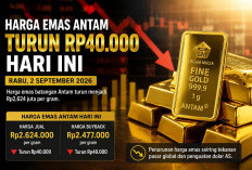 Harga Emas Antam Hari Ini Turun Rp40.000, Jadi Rp2,624 Juta per Gram