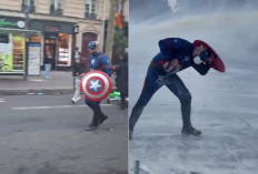 Viral! 'Captain America' Turun Ke Jalan, Warnai Unjuk Rasa di Prancis