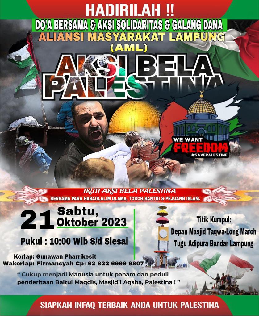 Besok Aksi Lampung Bela Palestina, Disuport Aktivis Hingga Warga